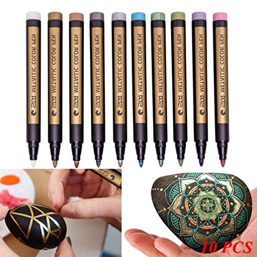 2PC Metallic Markers Paints Pens Art Glass Paint Writing Markers DIY Card Making for Gift Card Making,DIY Photo Album,Scrapbooking Crafts (Random, 2PC X 14.2cm x 1.3cm) - Thumbnail 5