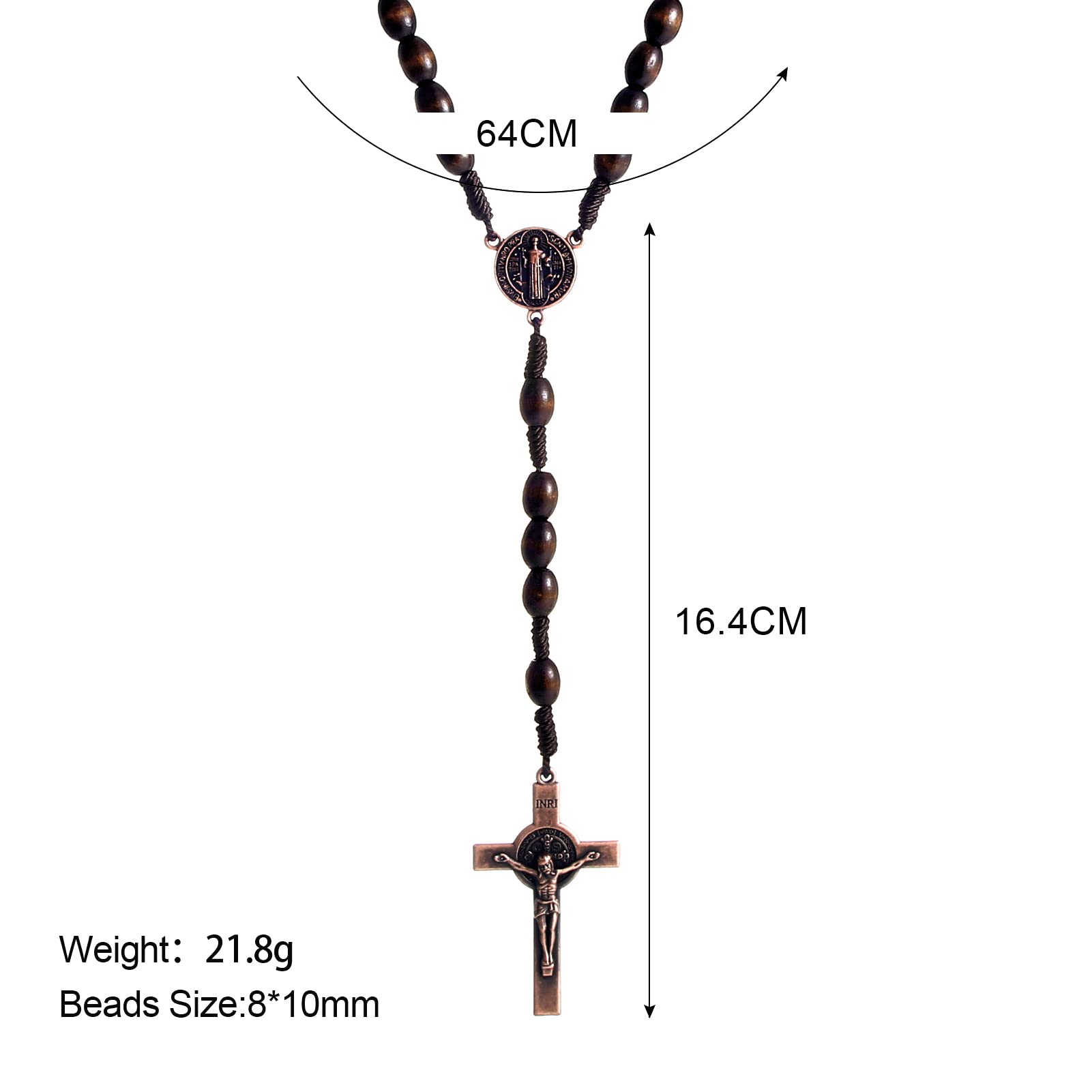 KOMI Catholic Rosary Beads for Men Holy Prayer Beads Rosary Necklace with Crucifix Cross Rosary Catholic Gifts