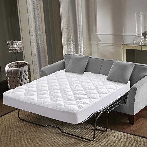 Everest Supply Premium Mattress PAD Hypoallergenic,Quilted Mattress Topper, DEEP Pocket, Stretch to FIT 18" Skirt, Microfiber, Anchor Bands(15 OZ Per Sq Yd Sofa Bed PAD -Full Size 54x75+18" Skirt)