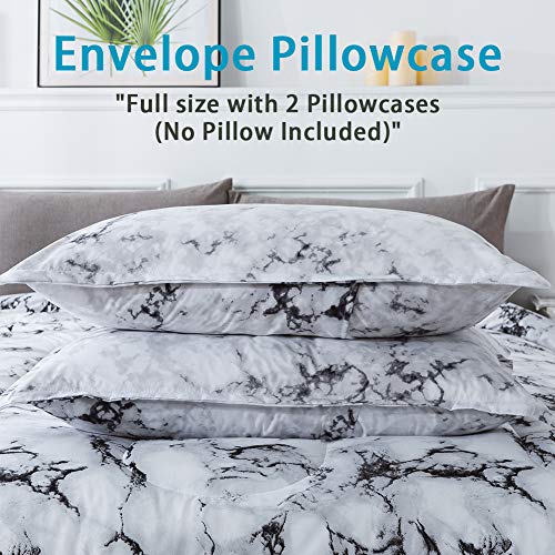 Litanika White Marble Comforter Full(79x90lnch), 3 Pieces(1 Marble