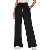 Bellcoco Wide Leg Sweatpants Women Lounge Pants Baggy Track Drawstring Lightweight Sweat Pants with Pockets