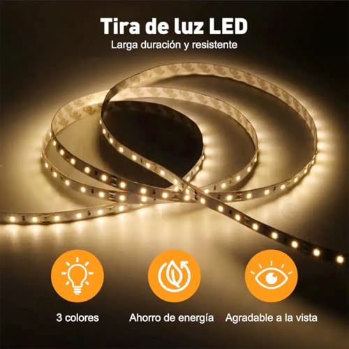 Espejo para Baño con luz LED,Espejo de 40x60cm,para tocador(Square 40*60cm) | Iluminación ajustable de 3 colores, eliminación de niebla, visualización de temperatura de tiempo.