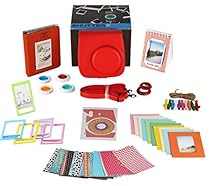 Fujifilm Instax Mini 9 or Mini 8 Instant Camera Accessories Bundle. RASPBERRY 11 Piece Gift Box Fuji accessories Kit Includes: Mini Case + Strap, Photo Albums, Filters, Selfie Lens, 60 Stickers & More