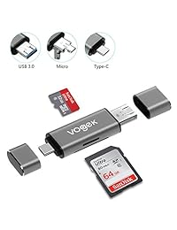 VOGEK - Lector de tarjetas SD 3 en 1 USB 3.0   USB C   Micro USB lector de tarjetas - SD, Micro SD, SDXC, SDHC, Micro SDHC, lector de tarjetas de memoria Micro SDXC para MacBook, PC, tabletas, smartphones
