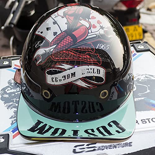 LBZHBHE Half Shell Skull Cap Helmet, Retro Baseball