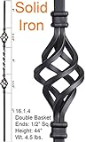 Satin Black 16.1.4 Double Basket Iron Baluster for Staircase Remodel, Box of 5