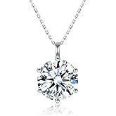 BLIVSTAR Moissanite Necklaces for Women 925 Sterling Silver Necklace with 1CT Moissanite Pendant 18K Gold-Plated Dainty Jewelry Gift for Women Mom (6C-Sliver)
