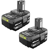 Ryobi PBP2005 ONE+ (Plus) Battery 18-Volt Lithium-Ion 4.0 Ah Compatible with Over 225 18V ONE+ Tools (2-Pack)