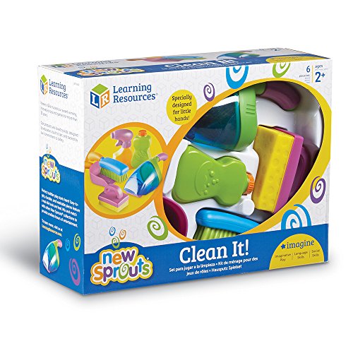 Learning Resources New Sprouts Clean It! Toddler Playset, Pretend and Learn, 6 Pieces, Ages 2 +