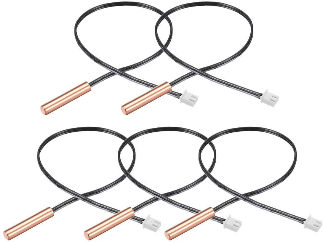 Hsthe Sea 5pcs 10K Temperature Sensor Probe, Stainless Steel NTC Thermal Sensor Probe 100cm Digital Thermometer Extension Cable,Temp Detector Gauge for Car Air Conditioners/Refrigerators