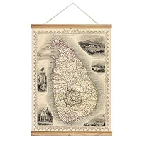 Hanging Poster with Wood Frames Rustic Map Canvas Artwork Wall Picture Home Decoration - 18