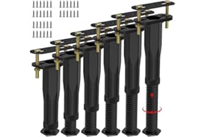 YULEIMY 6 PCS Adjustable Height Bed Frame Support Legs (6.5"-11") Heavy Duty Bed Riser with Wider Base, Support Feet Base for Bed Center Slat/Furniture, Wooden Beam Support Replacement Leg, Bed Support Rod