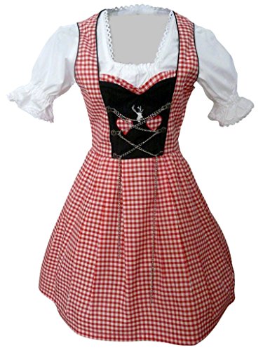 Dirndl World Womens Di04, German Bavarian 3 Piece Mini Dirndl Dress for Oktoberfest, Blouse, Apron, Size 6