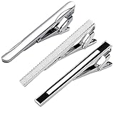 PiercingJ 3pcs Stainless Steel Exquisite GQ Classic Tie Bar Clips,2.3 Inches