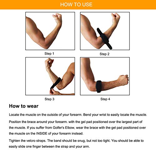 Tennis Elbow Brace for Elbow Tendonitis (2 PCS) with Compression Pad