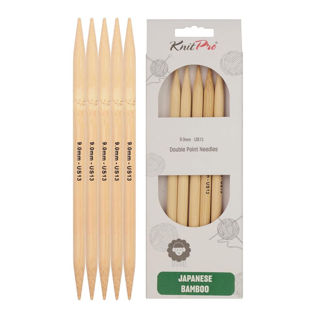 KnitPro Bamboo Double Pointed Needles 8" (20cm) | 9.00mm — image 1