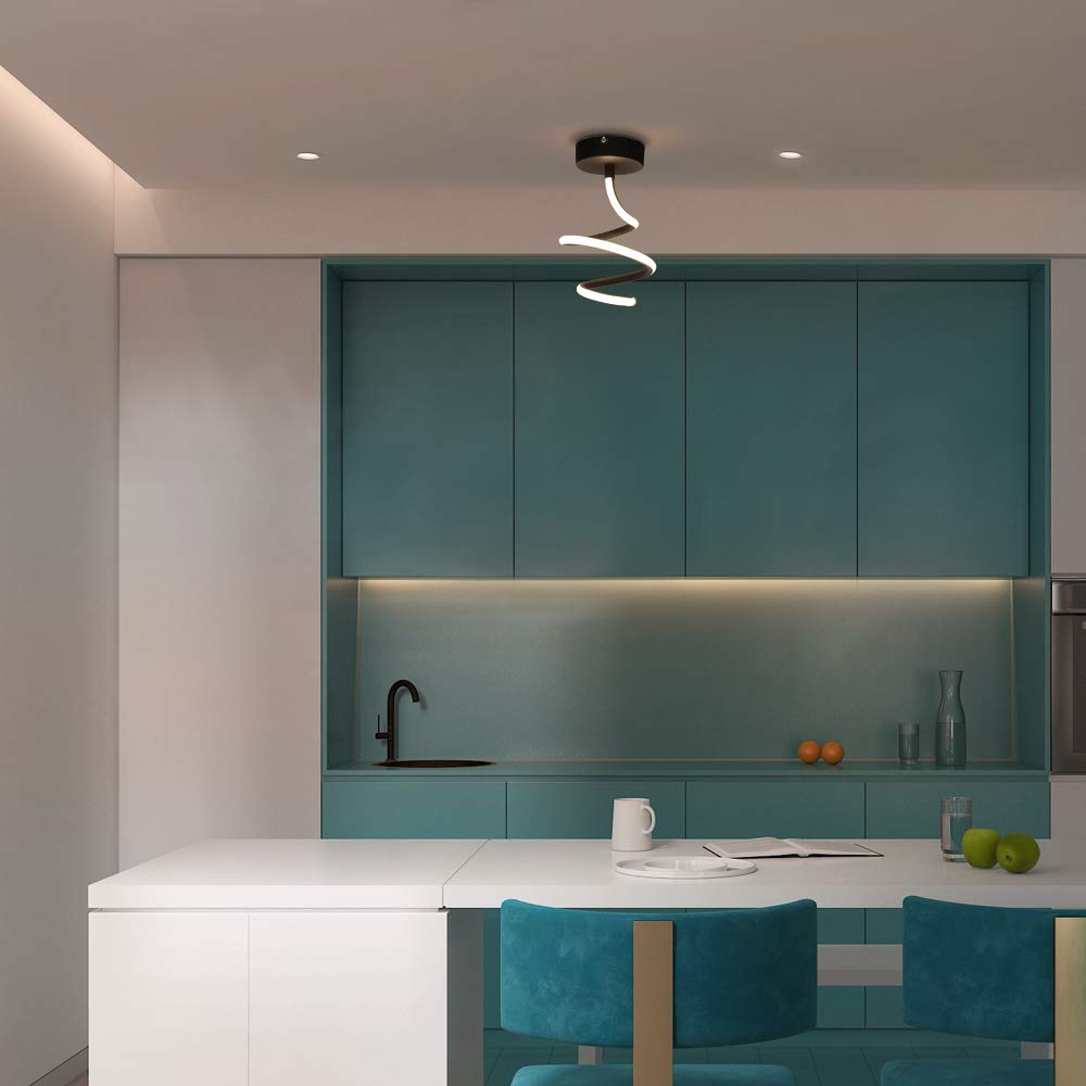 LED Deckenleuchte Spirale, ZMH Deckenlampe aus Metall in Schwarz 14W