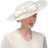 Wide Brim Hats for Women Big Bowknot Formal Occasion Kentucky Cap Lady Wedding Cocktail Party Flat Top Fedoras