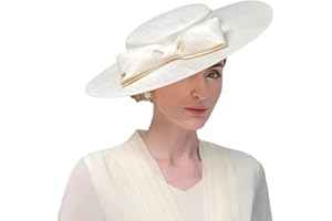 HIMESPORT Wide Brim Hats for Women Big Bowknot Formal Occasion Kentucky Cap Lady Wedding Cocktail Party Flat Top Fedoras