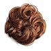 Bella Hair 100% Human Hair Scrunchies for Women Messy Bun Hair Piece Wavy/Curly Up-Do Ponytail Extension (#30 Medium Auburn/Red Brown)