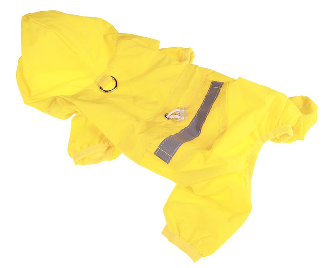 XIAOYU Adjustable Pet Dog Waterproof Jumpsuit Raincoat Jacket with Safe Reflective Strips, Yellow, XL