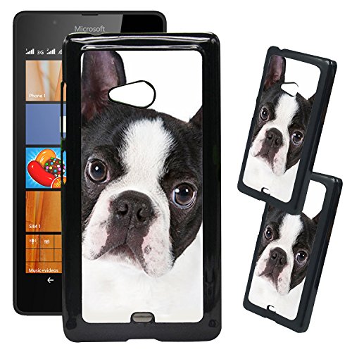 [TeleSkins] - Microsoft Lumia 540 Designer Plastic Case - Cute Boston Terrier Dog Portrait - Ultra Durable HARD PLASTIC Protective Snap On Back Case / Cover for Microsoft Lumia 540.