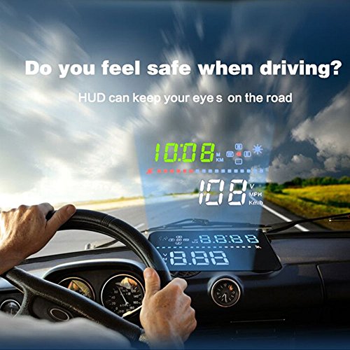 New Universal 3.5" Car A3 Hud Head Up Display with OBD2 Interface OverSpeed Warning Plug & Play Vehicle Speed, Engine Speed, Water Temperature