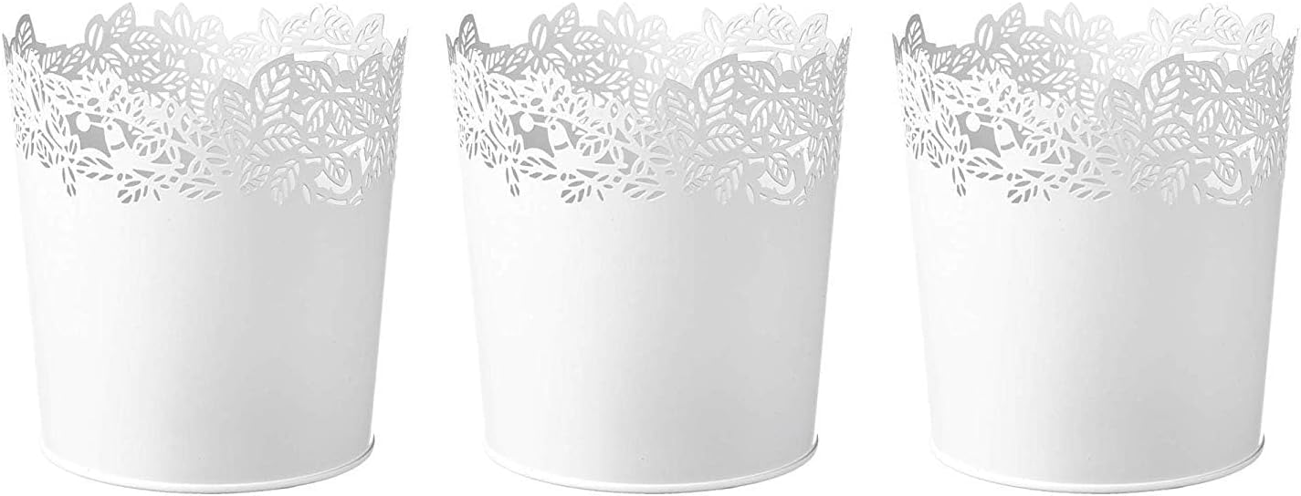 Ikea Samverka 12 cm White Steel Plant Pots (Pack of 3)