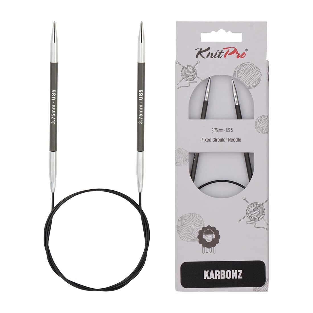 KnitPro Karbonz Fixed Circular Needles 40" (100cm) | 3.75 mm
