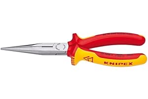 Knipex 2618200SBA 8-Inch Long Nose Pliers with Cutter, 1000-Volt Rated