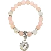 Rose Quartz & Milky Quartz Bracelet – Handmade Chakra Jewelry with Lotus Charm – 8mm Beads – Heart & Crown Chakra – Energy Healing Bracelet – USA Artisan