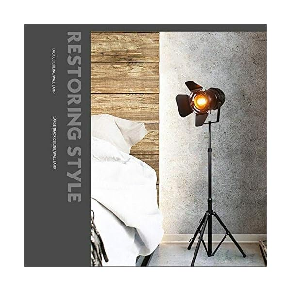 L&WB Stativ Scheinwerfer Stehlampe,Retro Metall Stehleuchte E27 Fassung Max 38W Design Studiolampe, Einstellbare Höhe… – Bild 7