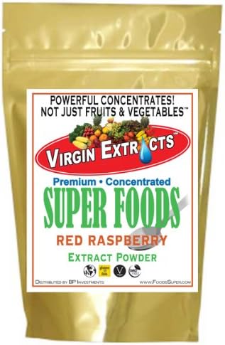 Virgin Extracts (TM) Premium Organic Red Raspberry Powder Freeze Dried Extract 4:1 Red Raspberry Concentrate (4 X Stronger) 16oz Pouch