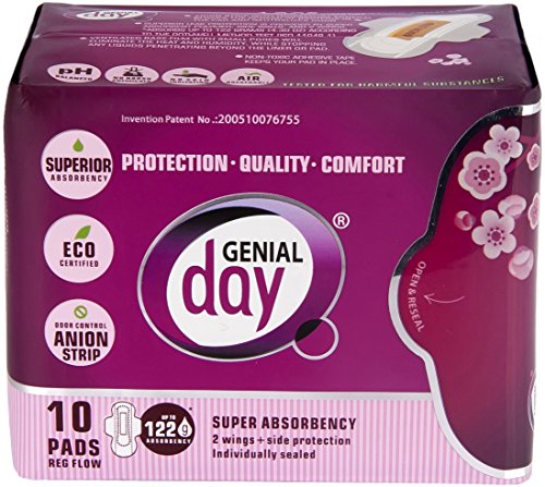 GENIAL DAY Super Absorbent Regular Flow Pads 10 Piece, 0.02 Pound