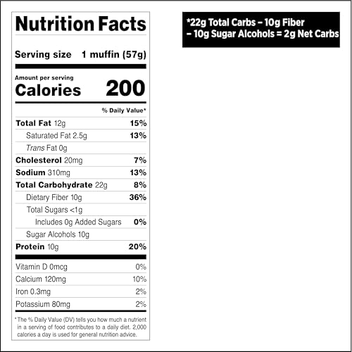 QUEST NUTRITION CHOCOLATE CHIP MUFFIN, 10G PROTEIN, 2G NET CARB, LESS THAN 1G SUGAR, 8 COUNT