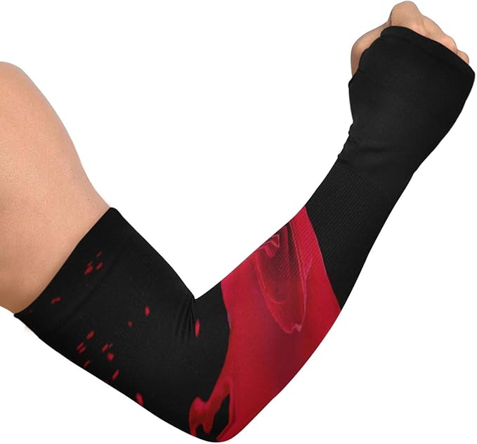 Arm Uv Sleeves For Men Red And Black Intersecting Flowers