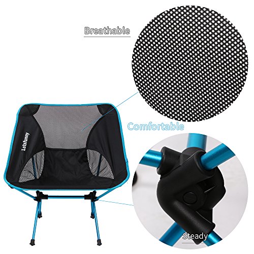 LetsFunny Folding Camping Chair Portable Lightweight Backpack Chairs Compact Heavy Duty with Carry Bag for Hiking Picnic Beach Camp Backpacking Outdoor Festivals (Sky Blue)