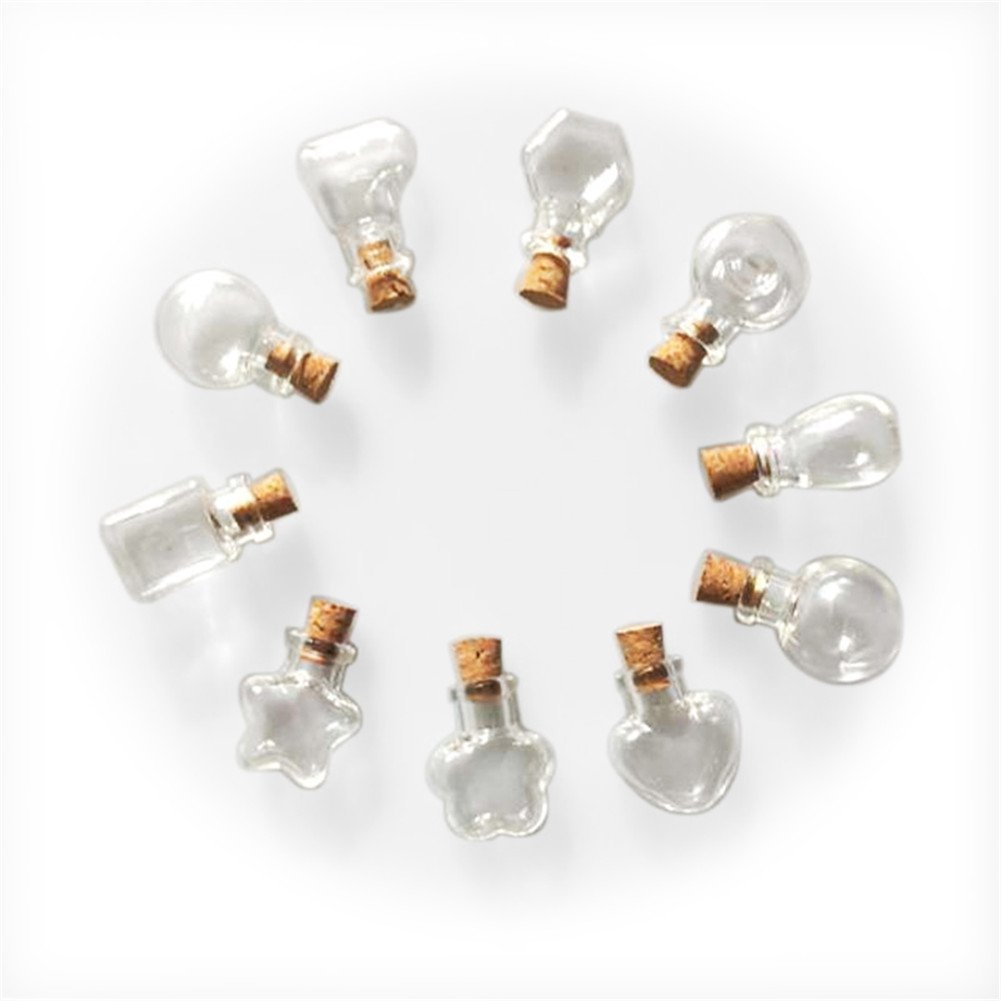 Ten Different Shapes of Mini-Transparent Glass Bottles Can Be Randomly Mixed Into A Unique Pendant (50, Mix All shap)