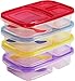 Health & Diet 3 Compartment Plastic Bento Lunch Box with Matching Combi Spoon - Set of 4