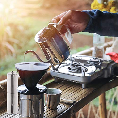 Relaxdays Manuelle Kaffeemühle, stufenlos verstellbar, Keramikmahlwerk, unterwegs, Hand Espressomühle, Edelstahl, silber… – Bild 6