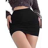 YFANG Women's Elastic High Waist Bodycon Business Mini Skirt Slim Fit Office Pencil Short Skirt