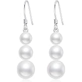 Real 14k Gold Freshwater Cultured Pearl Dangle Earrings for Women, 14kt Gold Jewelry Gifts for Her