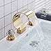 Rozin Bathroom Waterfall Spout Basin Faucet 2 Crystal Deco Knobs Tub Filler Tap Gold Polished