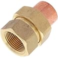 EZ-FLUID Plumbing 1/2" C X FIP LF Brass Copper Pipe Union Connection, Straight Fitting (1 Pack)