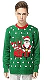 V28 Men's Christmas Reindeer Snowman Penguin Santa and Snowflake Sweater (Medium, Motorcycle)