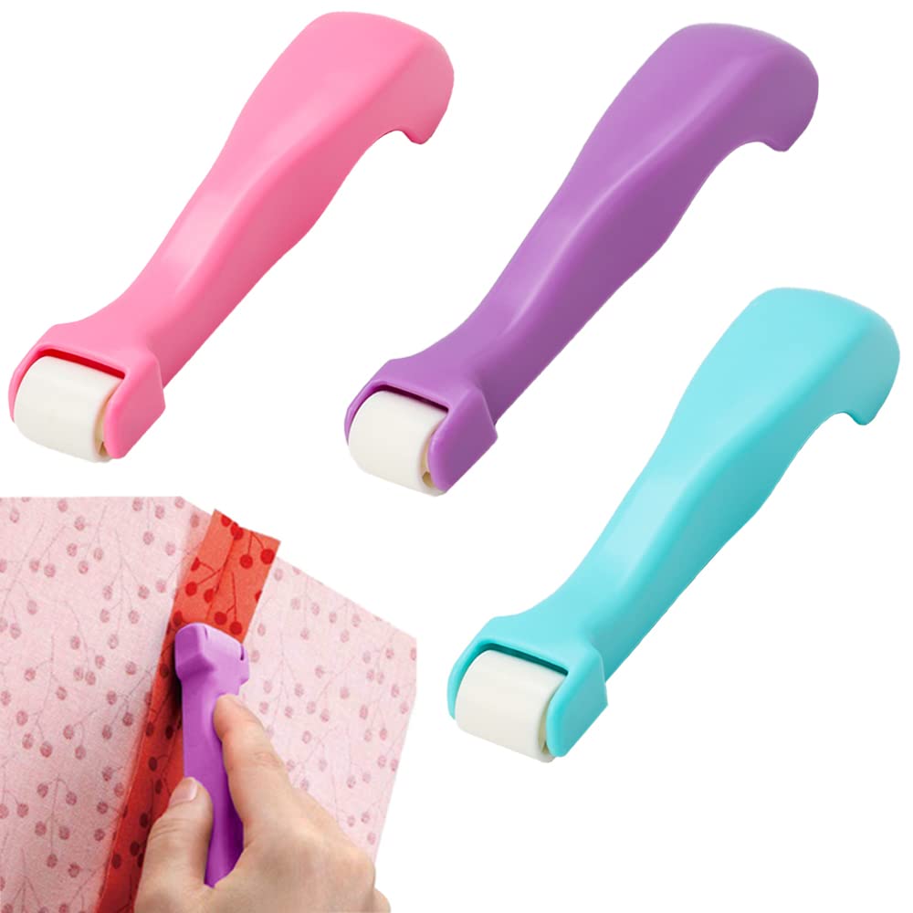 3 PCS Seam Roller Plastic Roller Press Tool Multicolour Sewing Seam Roller Quilting Tool with Handle for Sewing Quilting Print Wallpaper Home Decoration Arts Crafts