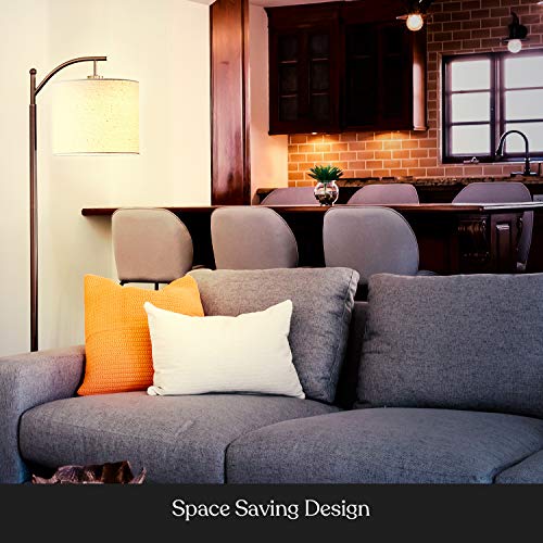Brightech Montage LED Floor Lamp – Modern Floor Lamp for Living Rooms & Office with Arc Hanging Shade – Standing Lamp for Bedroom Reading, Mid-Century Pole Light for Farmhouse Style - Bronze