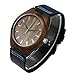 Topwell Walnut Wood Case Men' Watches Blue Second Hand with Black Genuine Leather Band Wristwatches