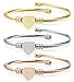 Komene Triple 3 Titanium Steel Cable Wire Cuff Twisted Bangle Bracelet Set for Women Teen Girls, Silver/Golden/Rose Golden