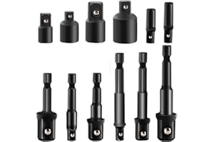 MGTGBAO 12pcs Drill Socket Adapter and Reducer Set, Extension Set Turns Power Drill Into High Speed Nut Driver. 1/4", 3/8", and 1/2" Drive …